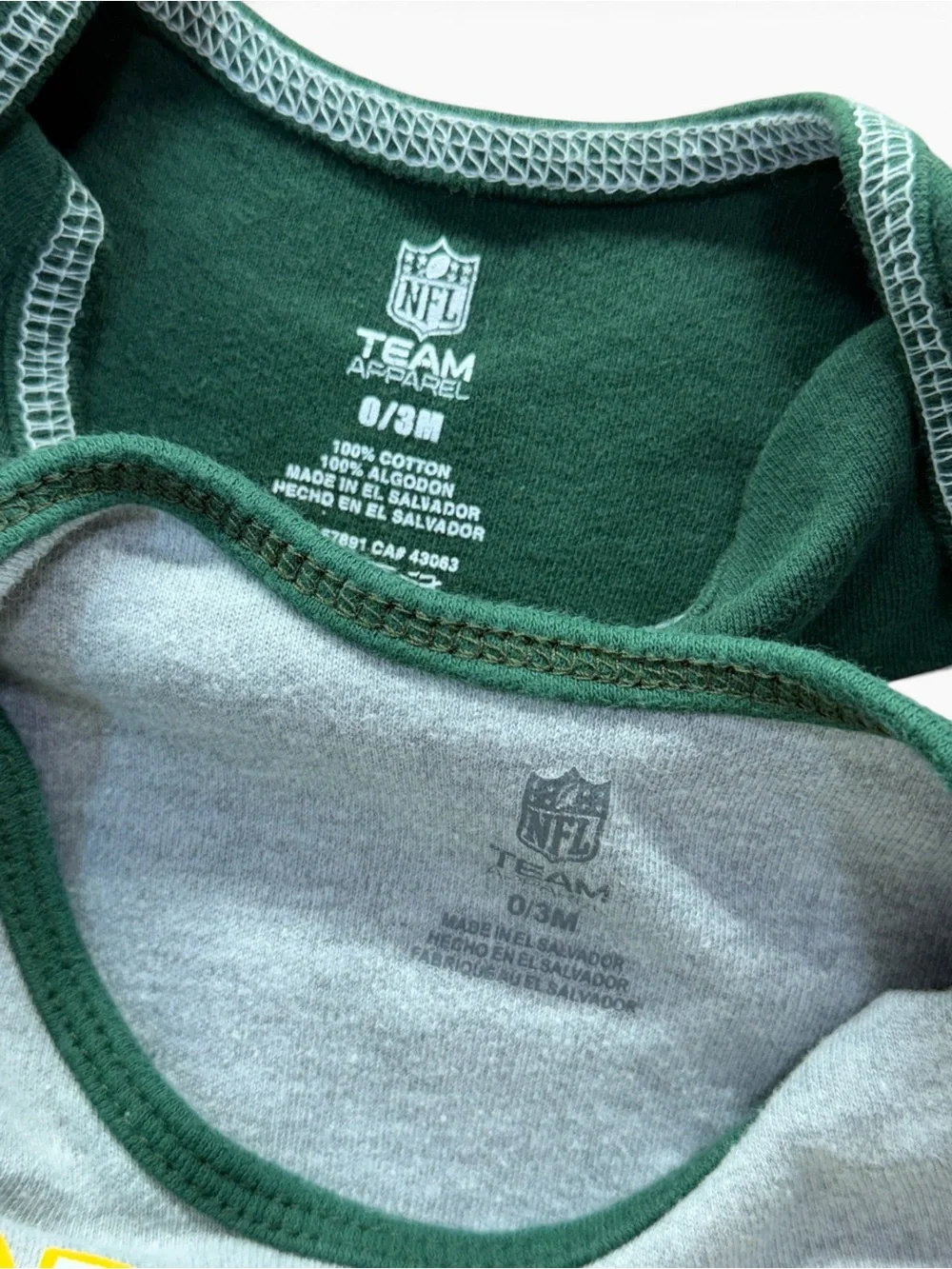 Green Bay Packers Baby Bodysuit Lot 0-3 Months NFL Team Apparel 2 Piece